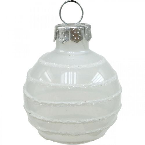 Artículo Mini bolas navideñas crema, rosa, blanco vidrio real Ø3cm 9pcs