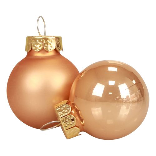 Mini bolas navideñas cristal albaricoque brillo/mate Ø2,5cm 20uds