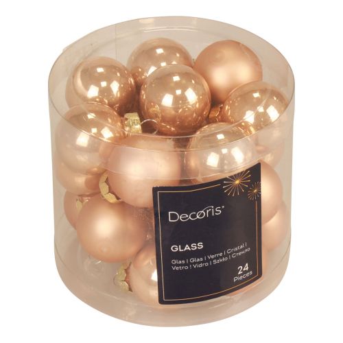 Artículo Mini bolas navideñas cristal albaricoque brillo/mate Ø2,5cm 20uds
