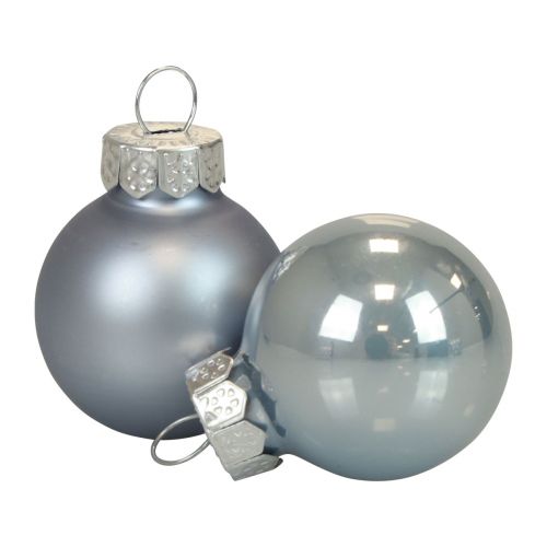 Mini bolas navideñas cristal azul mate/brillante Ø2,5cm 20p