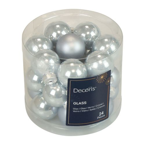 Floristik24 Mini bolas navideñas cristal azul mate/brillante Ø2,5cm 20 piezas