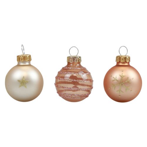 Floristik24 Mini bolas navideñas cristal crema bolas de cristal cobre Ø3cm 9ud