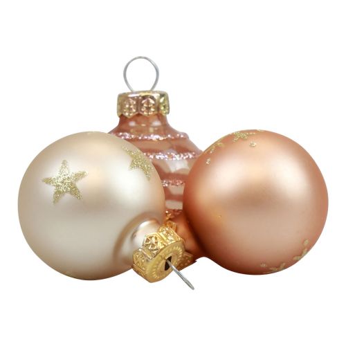 Floristik24 Mini bolas navideñas cristal crema bolas de cristal cobre Ø3cm 9ud