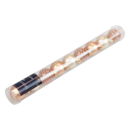 Floristik24 Mini bolas navideñas cristal crema bolas de cristal cobre Ø3cm 9ud