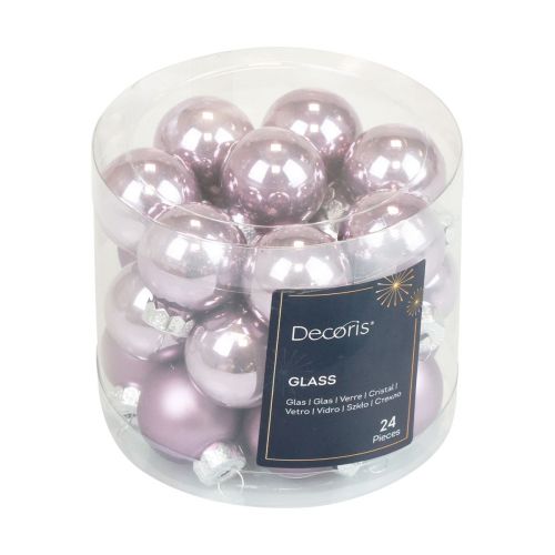 Floristik24 Mini bolas navideñas cristal lila violeta brillo/mate Ø2,5cm 20 uds