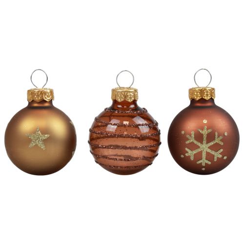 Floristik24 Mini bolas navideñas de cristal bolas de cristal marrón dorado Ø3cm 9ud