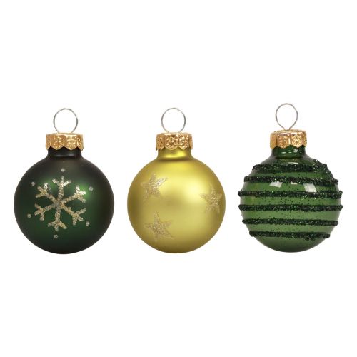 Floristik24 Mini bolas navideñas cristal bolas de cristal oro verde Ø3cm 9ud