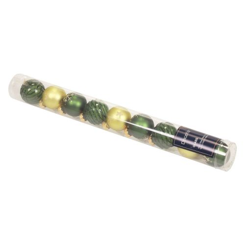 Floristik24 Mini bolas navideñas cristal bolas de cristal oro verde Ø3cm 9ud