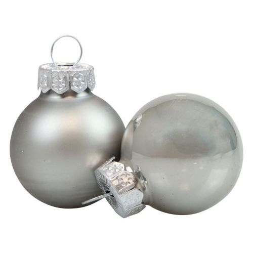 Floristik24 Mini bolas navideñas cristal plata brillo/mate Ø2,5cm 20 uds