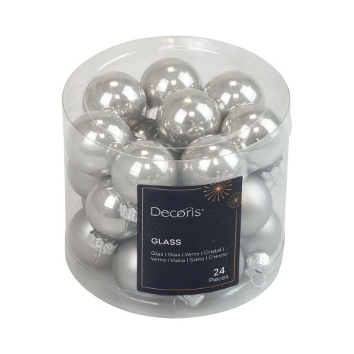 Floristik24 Mini bolas navideñas cristal plata brillo/mate Ø2,5cm 20 uds