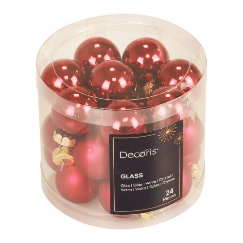Floristik24 Mini bolas navideñas rojo mate/brillante Ø2,5cm 20 piezas