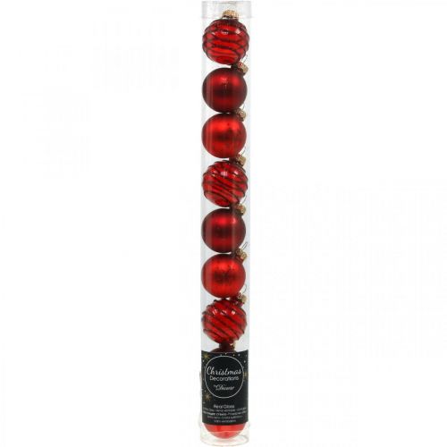 Floristik24 Mini bolas navideñas mezcla roja vidrio real Ø3cm 9pcs