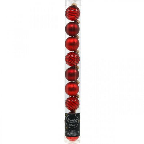 Artículo Mini bolas navideñas mezcla roja vidrio real Ø3cm 9 piezas