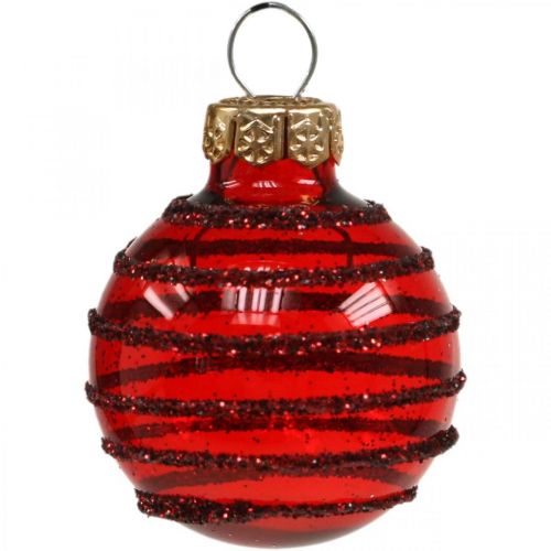 Artículo Mini bolas navideñas mezcla roja vidrio real Ø3cm 9 piezas