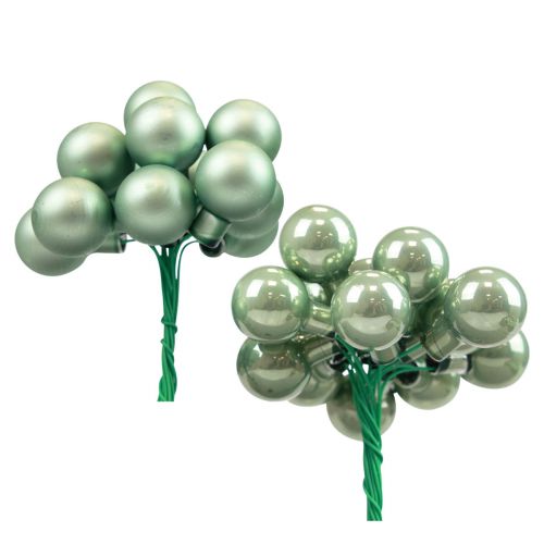 Floristik24 Mini bolas navideñas sobre alambre vidrio verde Ø2,5cm 140ud