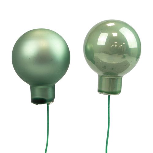 Floristik24 Mini bolas navideñas sobre alambre vidrio verde Ø2,5cm 140ud