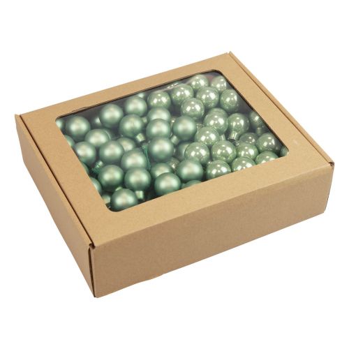 Floristik24 Mini bolas navideñas sobre alambre vidrio verde Ø2,5cm 140ud