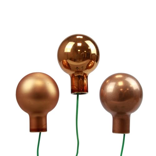 Floristik24 Mini bolas navideñas sobre alambre vidrio naranja Ø2,5cm 140 piezas