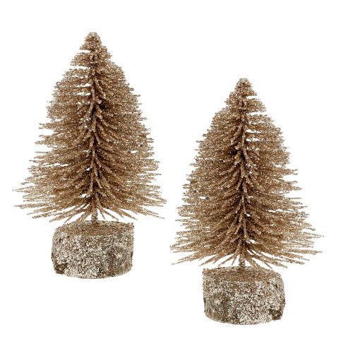 Floristik24 Mini arbol de navidad dorado con purpurina 6uds