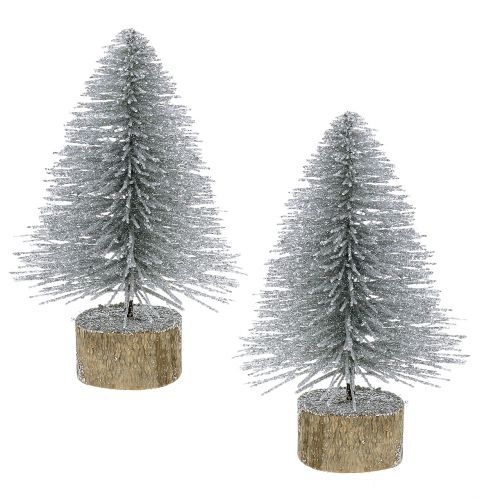 Floristik24 Decoración navideña abeto plateado con purpurina 6pcs