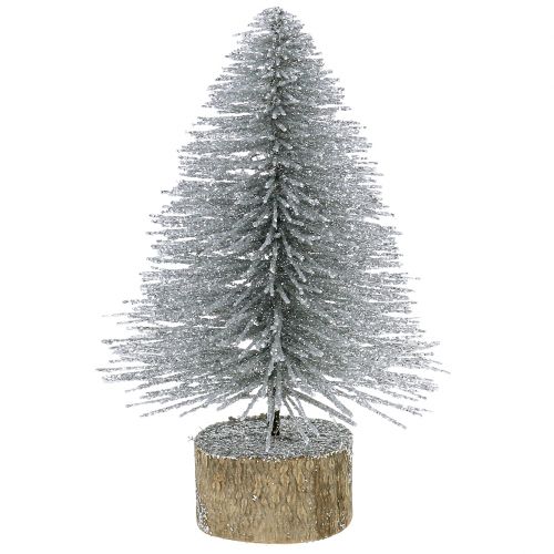 Floristik24 Decoración navideña abeto plateado con purpurina 6pcs