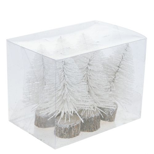 Floristik24 Mini árbol de Navidad brillo blanco 6pcs