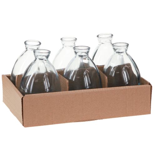 Artículo Mini jarrones bulbosos decorativos de cristal teñido de azul H12cm 6 uds