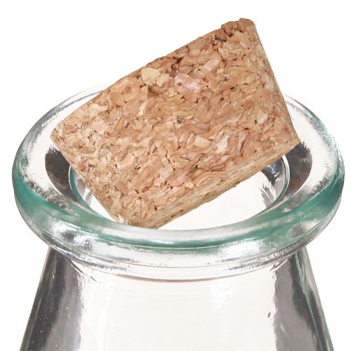 Artículo Mini jarrones de cristal con corcho H13,5cm Ø5,5cm 6uds