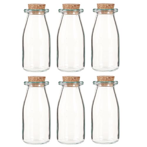 Artículo Mini jarrones de cristal con corcho H13,5cm Ø5,5cm 6uds