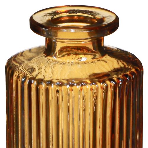 Artículo Mini jarrones de vidrio naranja con decoración de ranuras Al. 13 cm 6 piezas