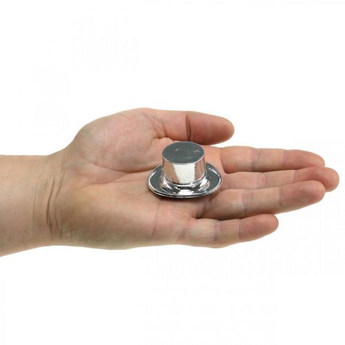 Floristik24 Mini cilindro, decoración dispersa de Nochevieja, decoración de mesa para Año Nuevo plateado H2,5cm L5cm 9 piezas