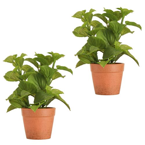 Artículo Menta en maceta Hierbas artificiales Plantas artificiales 18cm 2 piezas
