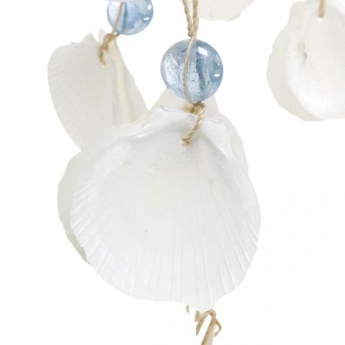 Artículo Conchas marinas móviles campanas de viento decoración marítima para colgar blanco, azul 46cm