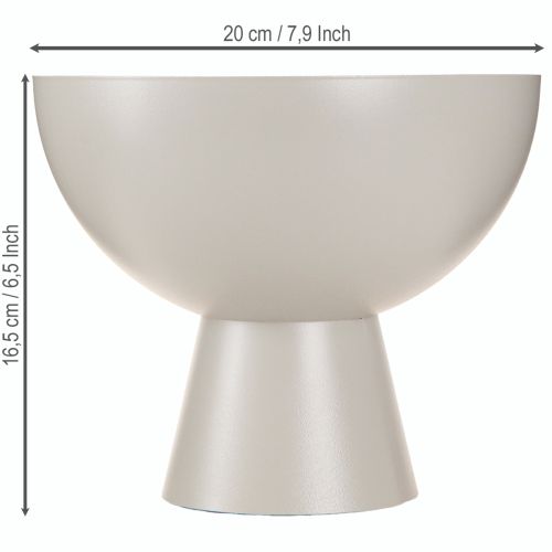Artículo Macetero moderno de metal decorativo, trofeo gris, Ø20 cm, altura 16,5 cm