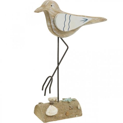 Floristik24 Gaviota de madera, decoración marítima, pájaro costero Shabby Chic, azul y blanco Al. 25 cm