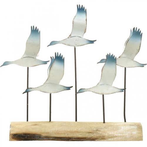 Floristik24 Decoración marinera de verano, gansos voladores, decoración de metal para colocar H27cm L30cm