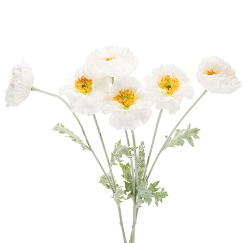 Amapola artificial, blanca, tallo largo, 78 cm, 3 unidades comprar | Floristik24.es
