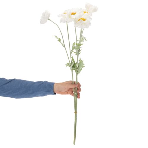Amapola artificial, blanca, tallo largo, 78 cm, 3 unidades | Floristik24.es