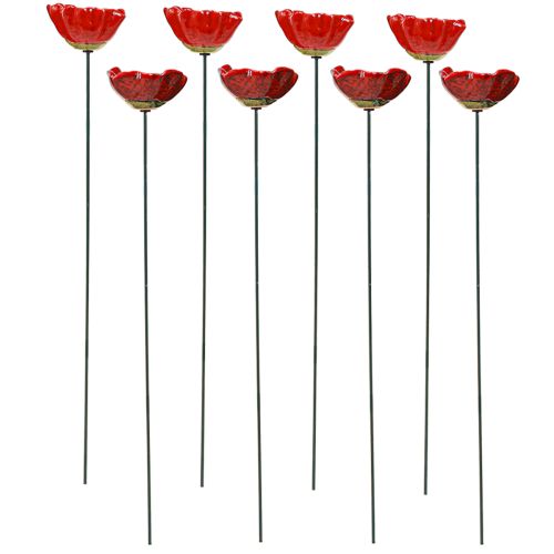 Floristik24 Flor decorativa de cerámica amapola plug rojo amapola 5cm 8uds