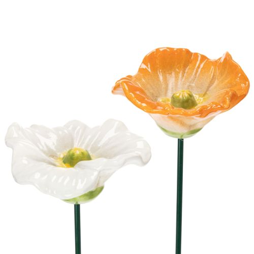 Floristik24 Esculturas de amapolas de cerámica, flores con un diseño artístico para el jardín, 52 cm, 2 piezas