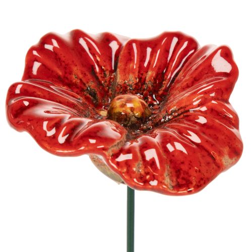 Artículo Flor de amapola de cerámica, decoración romántica para jardín de primavera y parterres, 31 cm, 6 unidades