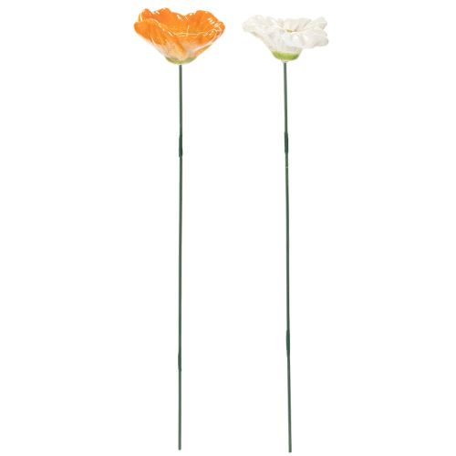 Artículo Estaca de jardín con flor de amapola, decoración de cerámica para diseño de jardín de primavera, 32 cm, 6 piezas