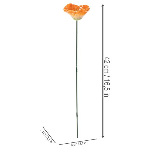 Artículo Estaca de amapola, flor de cerámica, cuidadosamente detallada, para elegantes acentos de jardín, 42 cm, 4 piezas