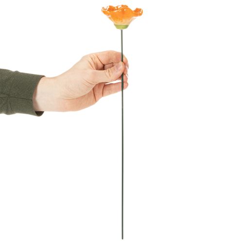 Artículo Estaca de amapola, flor de cerámica, cuidadosamente detallada, para elegantes acentos de jardín, 42 cm, 4 piezas