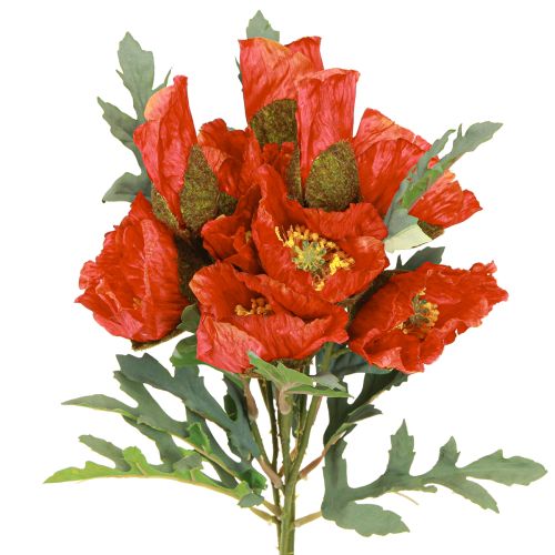 Artículo Amapola decorativa Amapola artificial roja 45cm ramo con 3 piezas