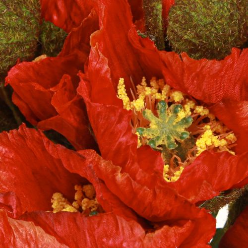 Artículo Amapola decorativa Amapola artificial roja 45cm ramo con 3 piezas