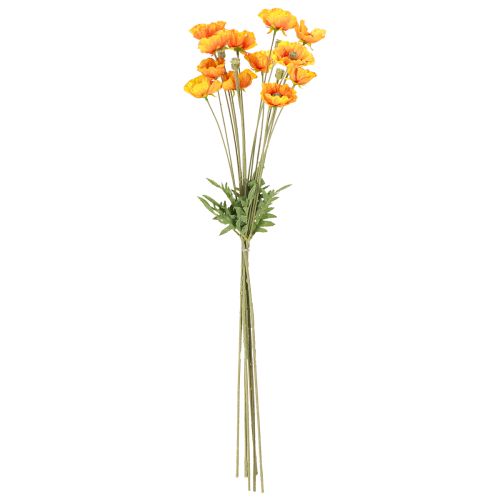 Artículo Ramo de flores artificiales de amapola decorativa naranja 78cm 6 piezas