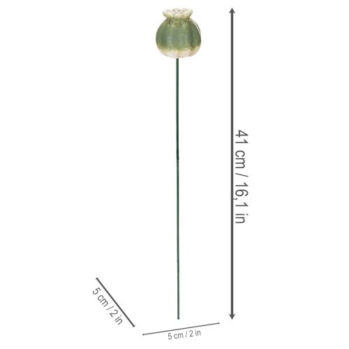 Artículo Estaca decorativa de vaina de semillas de amapola para un jardín elegante de temporada o para destacar en el balcón, 41 cm, 4 piezas