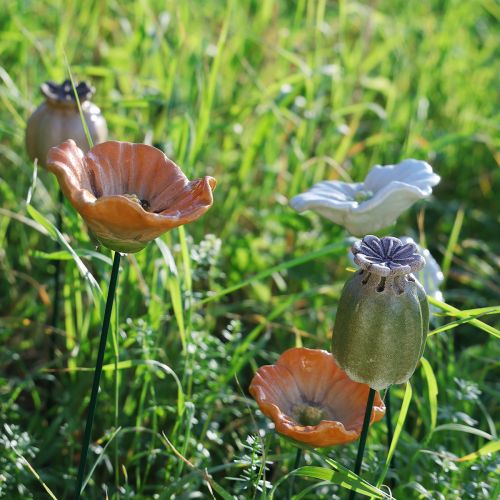 Artículo Estaca decorativa de vaina de semillas de amapola para un jardín elegante de temporada o para destacar en el balcón, 41 cm, 4 piezas