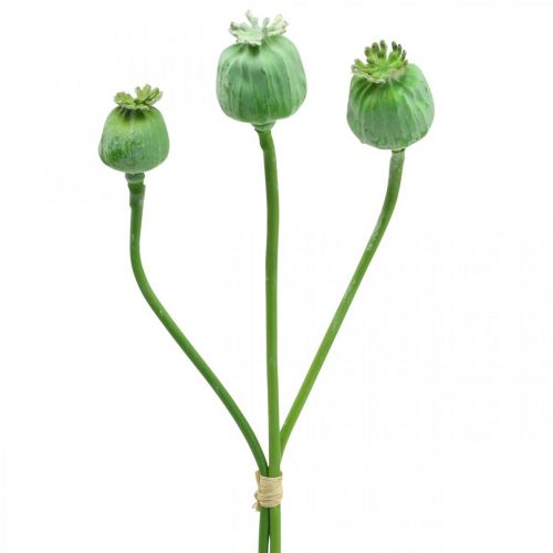 Cápsulas de semillas de amapola decoración semillas de amapola artificiales en un palo verde 58cm 3 piezas en un manojo